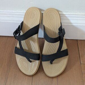 Crocs Tulum Toe Post Slip-on Sandal Black